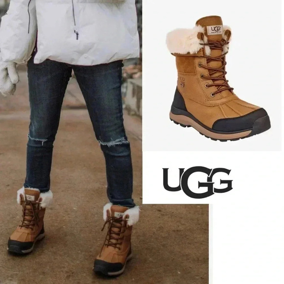 UGG Women's Adirondack III Short Winter Leather Wool Boot Chestnut Brown size 8 - Picture 1 of 2